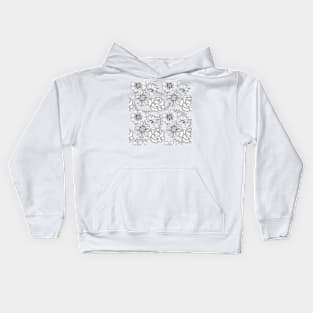 Flowers Line Art - Gray Blue Kids Hoodie